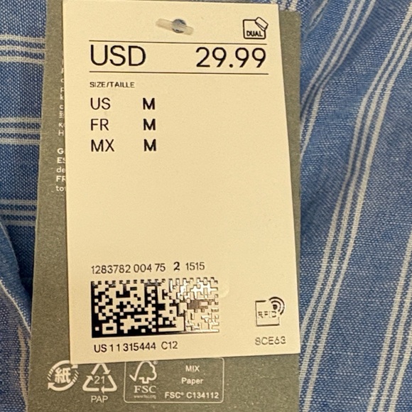 H&M Blue and White Vertical Stripe Button-Down Shirt - Picture 3 of 8